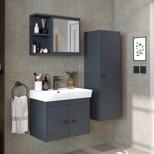 Roomart Badmöbel-Set ADA 4-teilig mit Waschbecken & Spiegel