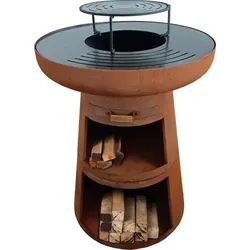 PURLINE Rundgrill EFP55RCO: Hochwertiger Cortenstahl für perfekten Grillgenuss - Grills, Rundgrill mit runder Stahlplatte und Rost aus langlebigem Cortenstahl für außergewöhnliche Wärmeverteilung und Grillvergnügen im Freien.