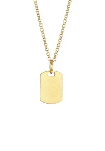 Kuzzoi Herren Halskette mit Military Platte - Ketten für Herren: Robuste 925 Sterling Silber vergoldete Kette mit militärischem Dog Tag Anhänger, ideal für modische Akzente und als Geschenk.