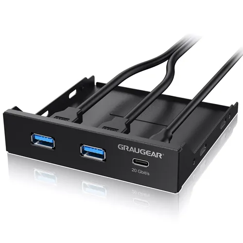 GRAUGEAR USB-HUB Multi Front Panel, USB 3.2 Gen2 Type-C von GRAUGEAR