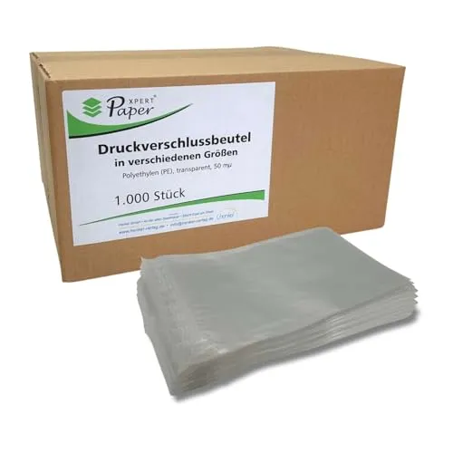 PaperXpert Druckverschlussbeutel 60x80 mm | 1000 Stück | transparent | universell einsetzbar | wiederverschließbar | lebensmittelecht | Premium Markenqualität – Made in Germany