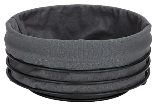 Justinus Brotkorb MAHIR, Schwarz, Ø 23 cm aus Edelstahl - Stilvoller Brotkorb für Küche und Esstisch, aus hochwertigem Edelstahl und Stoff, Ø 23 cm – vereint Funktionalität und modernes Design.