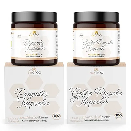 bedrop | Bio Propolis & Gelée Royale Kapseln im Set | 2x 60 Kapseln, 100% Imker-Qualität - Bio-Qualität, Reine Qualität, einfache Anwendung