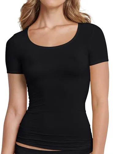 Schiesser Damen Shirt Halbarm - Personal Fit Unterhemd, Schwarz_155413, XXL EU