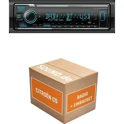 Autoradio Einbaupaket Kenwood KMM BT508DAB passend für Citroën C5 DC/DE + Facelift Silber | Bluetooth Telefonieren DAB+