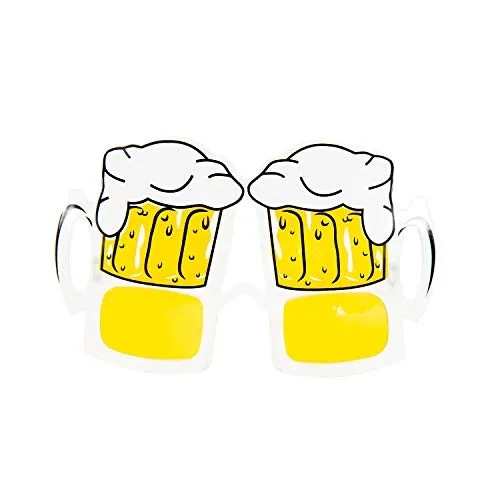 Oblique Unique® Bier Brille mit 2 Biergläsern Spaßbrille Partybrille Gagbrille für Himmelfahrt Männertag Vatertag Oktoberfest Party Fasching Karneval Accessoire für Männer