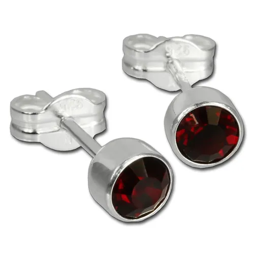 SilberDream Ohrringe 5mm für Damen 925 Silber Ohrstecker Zirkonia rot SDO503D