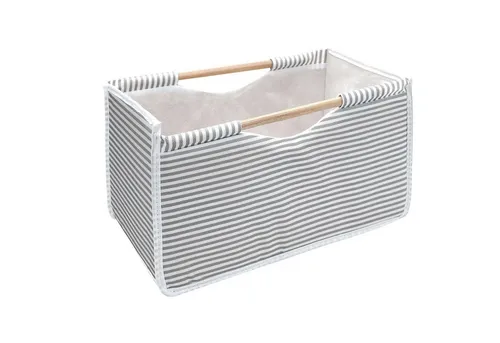 HTI-Living Aufbewahrungsbox Faltbox Textil Blau-Weiß mit Holzgriffen (1 St., 1 Faltbox), Faltbox Aufbewahrungskiste Stoffkiste