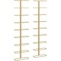 vidaXL 2X Wand Weinregal für 9 Flaschen - Weinregal aus hochwertigem, langlebigem Eisen in elegantem Gold, ideal zur stilvollen Aufbewahrung Ihrer Weine in modernen Küchen oder Bars.