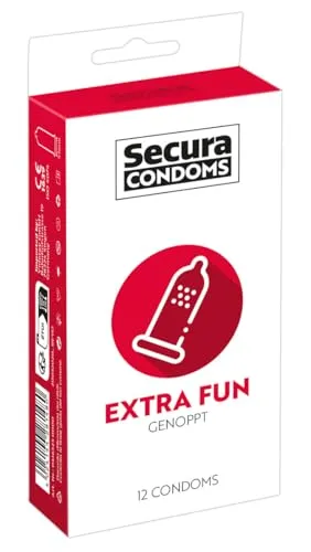 Secura «Extra Fun» 12 genoppte Kondome für intensiven Ext (12 Kondome) 12 St