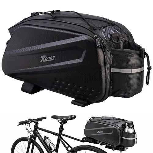 Xcase 2in1-Fahrrad-Gepäckträgertasche, 10 Liter, Trageriemen, wasserfest, PU