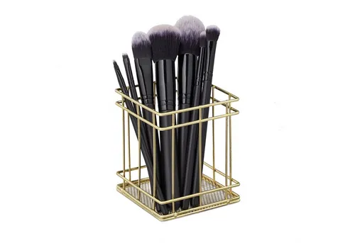 Relaxdays 5er Set Stiftehalter eckig in Gold - Elegante Stiftehalter im 5er Set, ideal zur Aufbewahrung von Stiften und Make-Up-Pinseln. Das moderne Design aus robustem Metall bringt Ordnung und Stil in jedes Büro oder Bad.