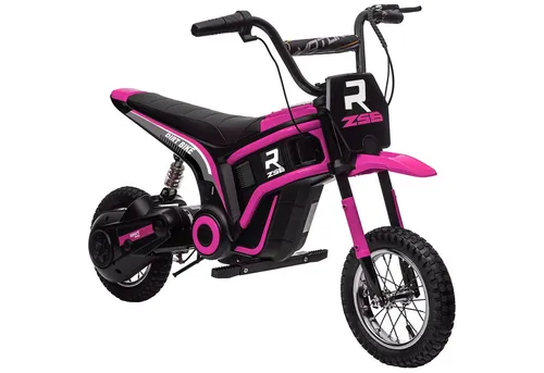 HOMCOM Elektro Motorrad für Kinder - 24V 350W, 8-16 KMH, Rosa - Elektrofahrzeuge mit 24V-Motor, variablen Geschwindigkeiten und komfortablen 12 Zoll Luftreifen für sichere und aufregende Fahrten.