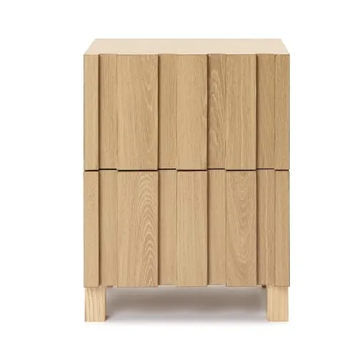 Hometopia Moderner Nachttisch mit 2 Schubladen, Eichenfarben - Kompakter Nachtschrank im skandinavischen Design als Beistelltisch | 40x30x55 cm