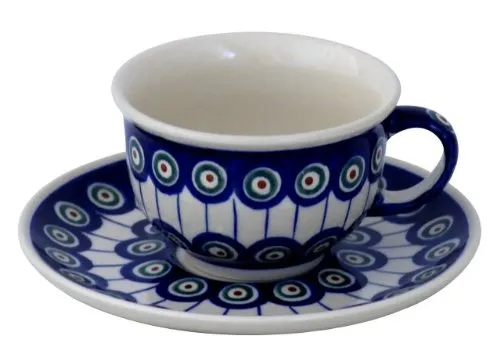 Bunzlauer keramik Original klassische Kaffee und Tee Tasse mit Untertasse 0.2 Liter im Dekor 8