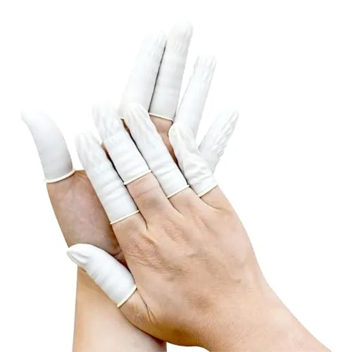 EUROPAPA® 200x Fingerlinge Latex, Fingerschutz, Antistatisch Allgemeine Fingerlinge aus Gummi für Kosmetik, Reinigung (Weiß, L)