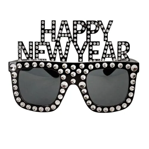 Widmann S.r.l. Verkleidungsmaske Brille 'Happy New Year', Schwarz - Silvester