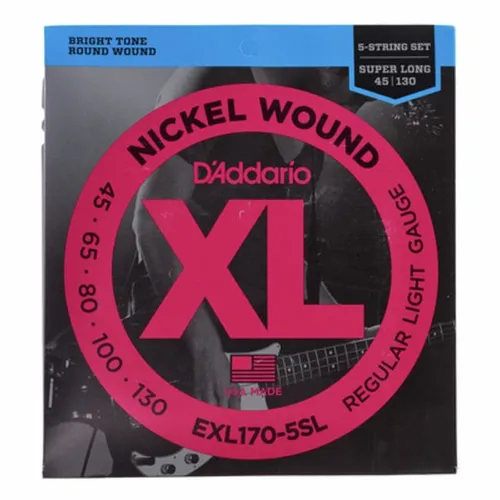 D'Addario EXL170-5SL 5-String Bassgitarrensaiten - Gitarren- & Bass-Zubehör: Hochwertige nickelumwickelte Saiten für brillanten Klang und lange Lebensdauer, ideal für professionelle Bassisten.