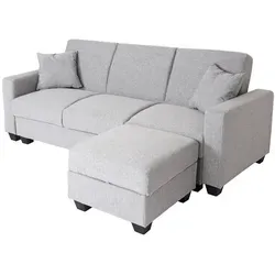 Sofa MCW-H47 mit Ottomane – Vielseitiges Gästebett - Sofa mit Schlaffunktion und Stauraum, ideal für kleine Räume. Flexibel durch beliebig stellbare Ottomane und dreistufig verstellbar.