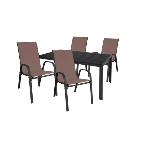 5-tlg. Gartengarnitur Aluminium Non-Wood 180x90cm - Loungemöbel & Sitzgruppen, wetterfest und pflegeleicht, ideal für entspannte Stunden im Garten oder auf der Terrasse