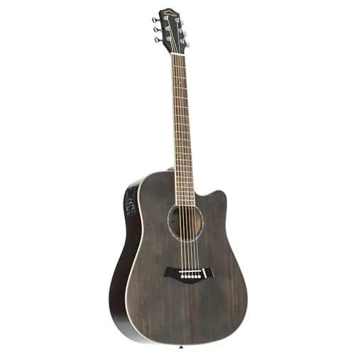 Westerngitarre Red Hill DCE-48-S BK - Akustische Gitarre mit massiver Fichtendecke und integriertem Stimmgerät, ideal für Einsteiger und fortgeschrittene Spieler.