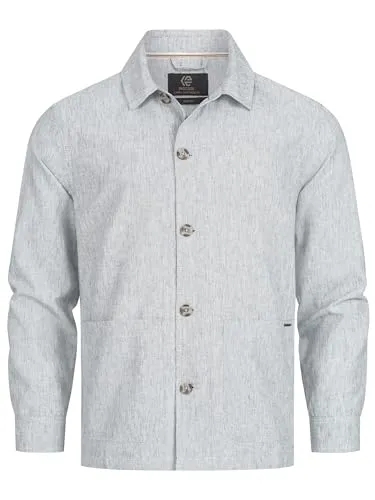 Indicode Sommerjacke INElton XXL - Funktionsjacke mit klassischem Hemdkragen, aus 75% Baumwolle und 25% Leinen, ideal für lässige Sommerlooks.