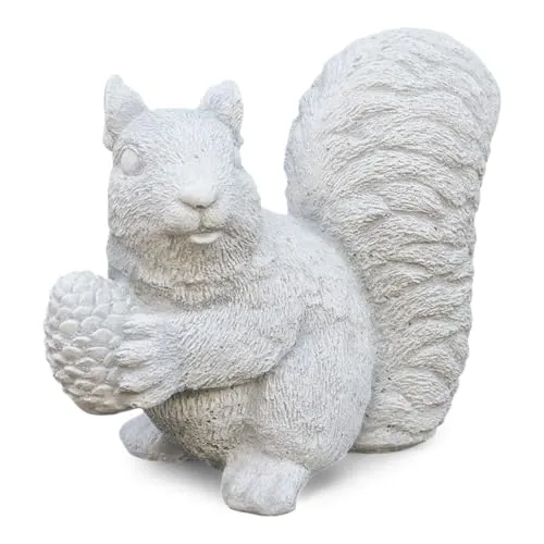 Gartenfigur Eichhörnchen – Frostsichere Steinfigur 21 cm in grau von gartendekoparadies
