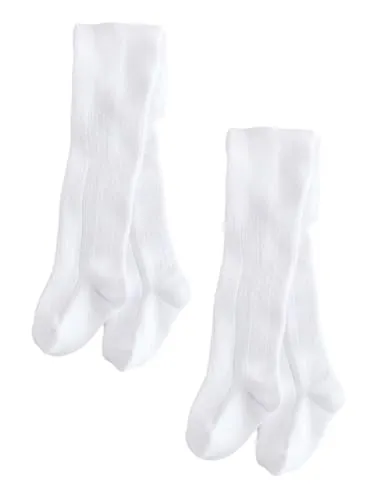 NEXT Baby Mädchen Pelerine-Strumpfhosen, 2er-Pack Weiß 86-92