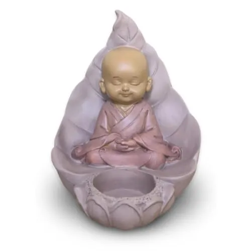 Zen'Light CH02 Buddha-Figur, Kerzenhalter, Teelichter, Feng Shui-Objekt, Glücksbringer, Geschenkidee, Zen, Höhe: 13 cm, Farbe Beige und Altrosa, Zen'Light, Polyresin, CH2