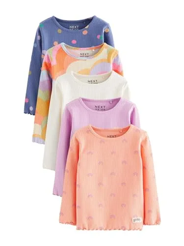 NEXT 5er-Pack gerippte Langarmoberteile Orange 6-9 Monate von NEXT