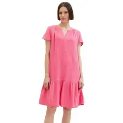TOM TAILOR Damen Kurzes Kleid - Carmine Pink, Größe 36 - Freizeitkleid im A-Linien Schnitt mit Volant, aus weicher Baumwolle für hohen Tragekomfort. Ideal für warme Tage und Freizeitaktivitäten.