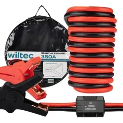 Wiltec Starthilfekabel 350 A 25 Mm2 3 M Mit Überspannungsschutz Für Benzin- U. Dieselmotoren