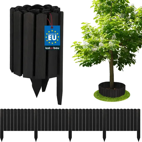 KOTARBAU® Beeteinfassung Holz Gartenzaun Rollzaun 200 x 30 cm Anthrazit Beetumrandung Holzzaun Rollboarder Palisadenkante Holzzaun Rasenkanten Deko Gartenzaun Steckzaun Flexibler Rollborder Rasenkante