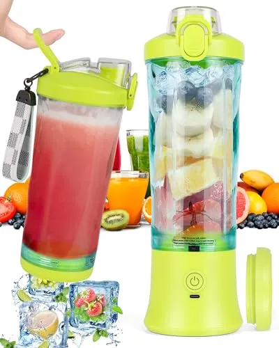 Dreamhigh® Mixer Smoothie Maker, 600ml Tragbarer Mixer für Smoothies und Shakes mit 6 Klingen, 4000mAh Mini Mixer Kann 25 Tassen Saft auspressen für Büro, Camping und Reisen (Gelb)