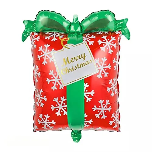 Folienballon Weihnachten -Geschenk Merry Christmas rot, ca. 68 x 49 cm