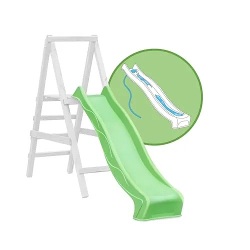 Gartenwelt Riegelsberger Wellenrutsche 290 cm Hellgrün mit Wasseranschluss Anbaurutsche für Podesthöhe 150 cm Kinderrutsche für Spielturm oder Schaukel inkl. Montageschrauben