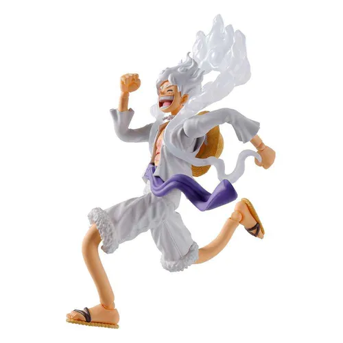 One Piece S.H. Figuarts Actionfigur Monkey D. Ruffy Gear 5 - 15 cm - Spielfigur aus der beliebten Anime-Serie One Piece, hoch beweglich und mit zahlreichen Zubehörteilen für dynamische Posen und Szenen nachzustellen.