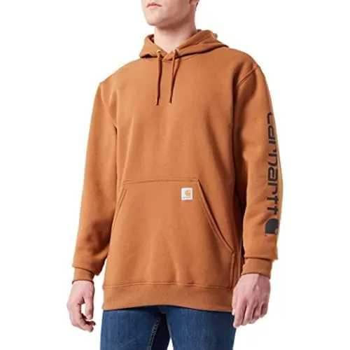 Carhartt Midweight Sleeve Logo Hoodie, braun, Größe 2XL für Männer - Herren-Sweatshirts mit originalem Fit, aus mittelschwerem Fleece und praktischer dreiteiliger Kapuze für optimalen Tragekomfort.