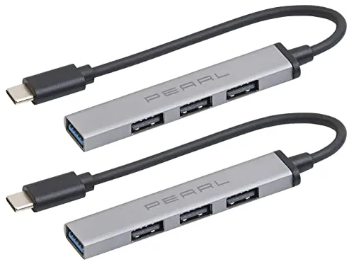 PEARL USB3 Hub: 2er-Set USB-C-Hub mit 4 Ports, 1x USB 3.0, 3X USB 2.0, bis 5 Gbit/s (Passiver USB-Hub, Multiport-Hub, Festplatten Adapter)