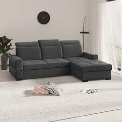 BEAUTYSOFA Ecksofa ALEX MINI - Schlaffunktion & Bettkasten, Dunkelgrau - Ecksofa mit Schlaffunktion und verstellbaren Kopfstützen für maximalen Komfort. Ideal für moderne Innenräume und Gästeübernachtungen.