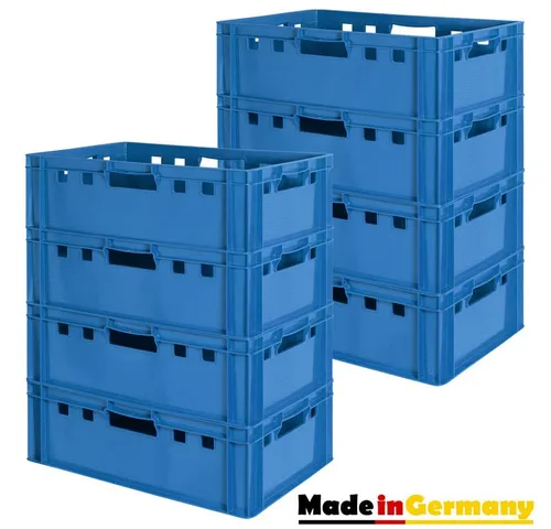 Kingpower Allzweckkiste Fleischkiste Stapelkiste E2 Fleischerkiste Eurobox Metzgerkiste Blau (8 St)