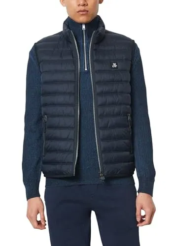 Marc O'Polo Steppweste blau L (52) - Funktionsjacke aus 100% Polyester, ideal für Übergangszeiten, mit praktischen Eingrifftaschen und modernem Stehkragen.