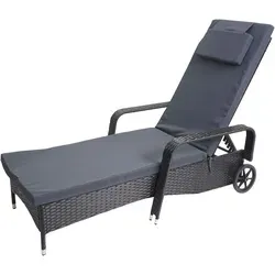 Poly-Rattan Sonnenliege Carrara - Relaxliege mit 5-fach verstellbarer Rückenlehne - Gartenliege aus hochwertigem Poly-Rattan mit Aluminiumgestell, wasserabweisenden Bezügen und 5-fach verstellbarer Rückenlehne für maximalen Komfort. Ideal für Terrasse, Balkon oder Garten.
