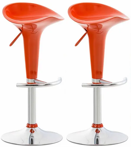 furnicato Barhocker 2er Set Saddle orange, höhenverstellbar mit Drehfunktion