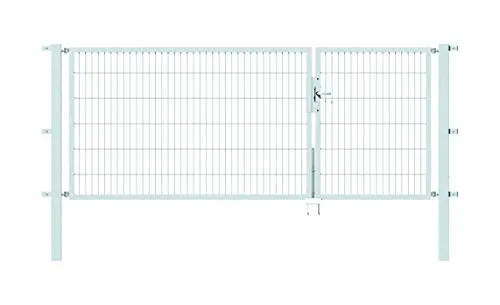 Doppeltor ALBERTS Flexo 100+200 x 120 cm Typ 6/5/6 - Metall Gartentor in Silber, stabiler Rahmen 40x40 cm, inkl. Pfosten für einfache Montage und hohe Langlebigkeit.