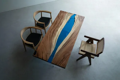Esstisch River Table Massivholz 185x85cm - Moderner Esstisch aus hochwertigem Holz mit einzigartigem Epoxidharz-Design. Ideal für bis zu 6 Personen im Esszimmer. Maße: 185x85x75 cm, stilvoll und funktional.