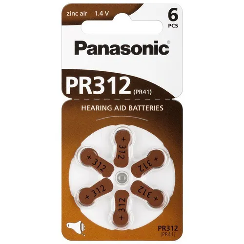 60x Panasonic Worldwide PR312 PR41 Hörgerätebatterien 368 416 PR-312/6BL