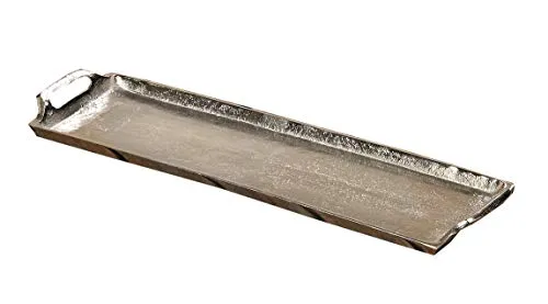 Deko-Tablett Bath mit Griffen Aluminium silber Länge 44 cm Kerzenteller