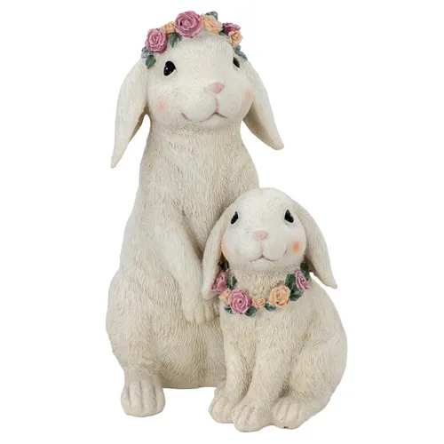 Dekohase Set Kunststein 20 cm Dekofigur Ostern Tisch Deko Osterhase Mama & Kind
