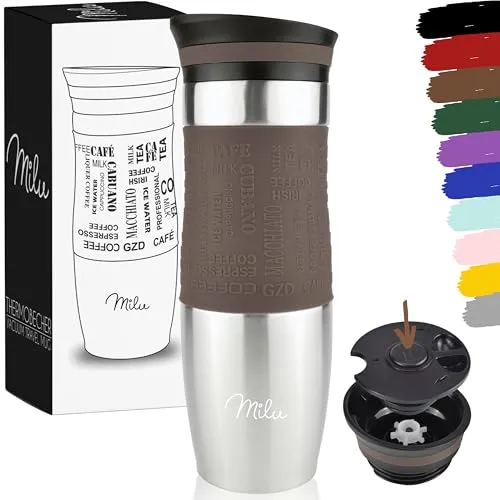 Milu Thermobecher Kaffee to go 370ml, 450ml Isolierbecher Kaffeebecher